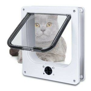Cat Doors Flap Magnetic Pet Door With 4 Way Locking For Interior Exterior White